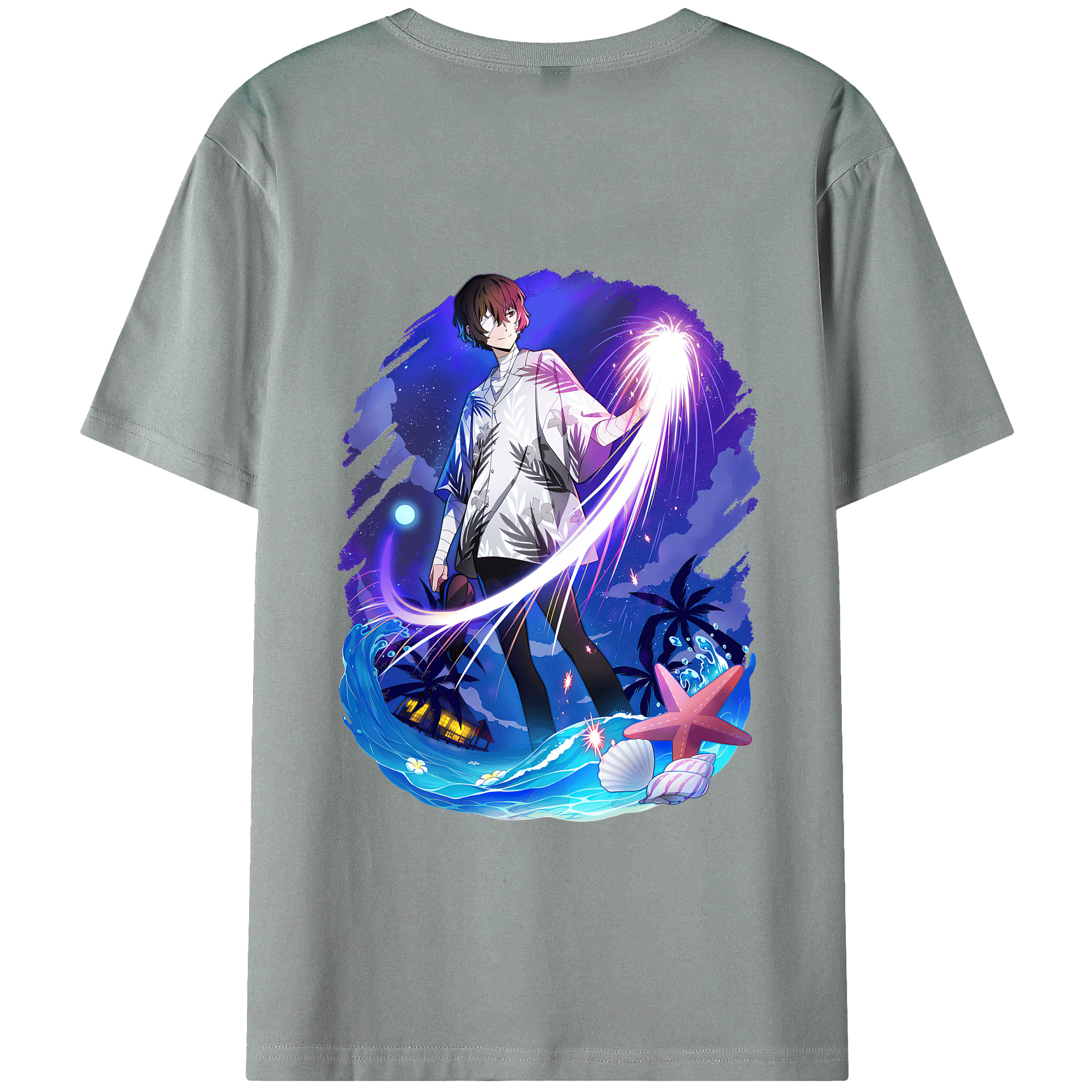 （画像用） 文豪ストレイドッグス Bungo Stray Dogs 綿100％ メンズ半袖Tシャツ（バックプリント） 通気性